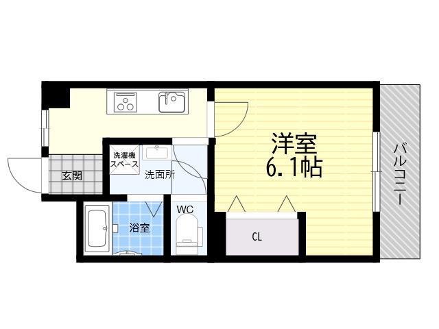 フタミハイツ(1K/1階)の間取り写真