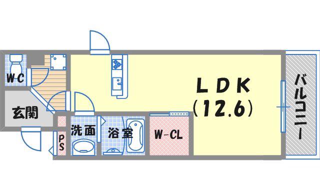ルミネ甲東園(ワンルーム/1階)の間取り写真