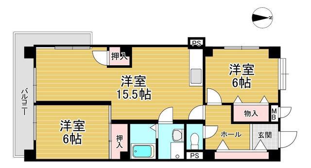 クリスタルパレス(2LDK/2階)の間取り写真