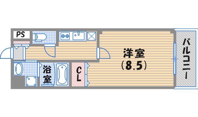 ガーラ鳴尾(1K/2階)の間取り写真