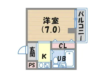 シェルプール弐番館(1K/2階)の間取り写真