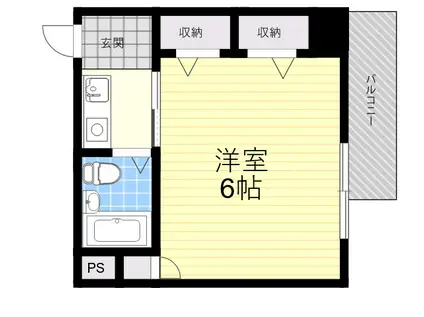 シェルプール弐番館(ワンルーム/1階)の間取り写真