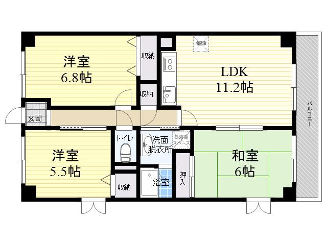 リベルテ西宮(3LDK/1階)の間取り写真