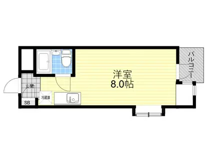 シティコア夙川(ワンルーム/4階)の間取り写真