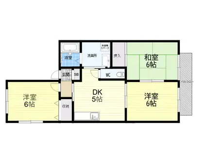 ブランドミールⅡ(3DK/1階)の間取り写真