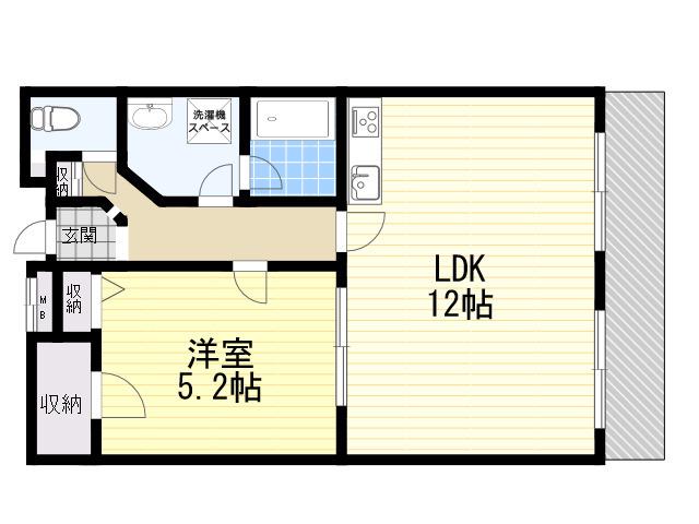 阪急神戸本線 西宮北口駅 徒歩6分 3階建 築24年(1LDK/3階)の間取り写真
