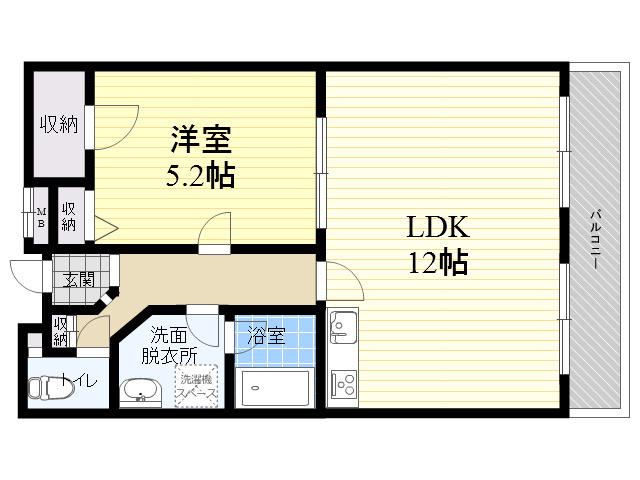 阪急神戸本線 西宮北口駅 徒歩6分 3階建 築24年(1LDK/3階)の間取り写真