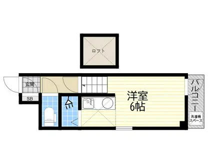 サンパレス21門戸(1K/2階)の間取り写真