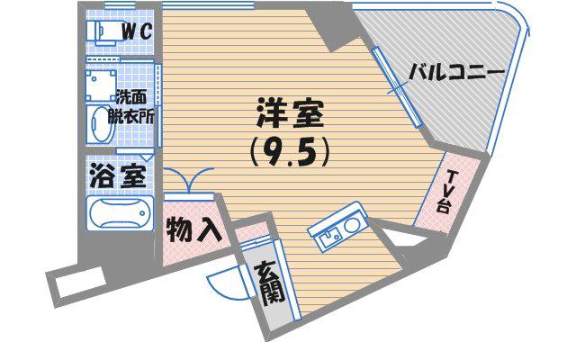 シャンティよねや(ワンルーム/4階)の間取り写真