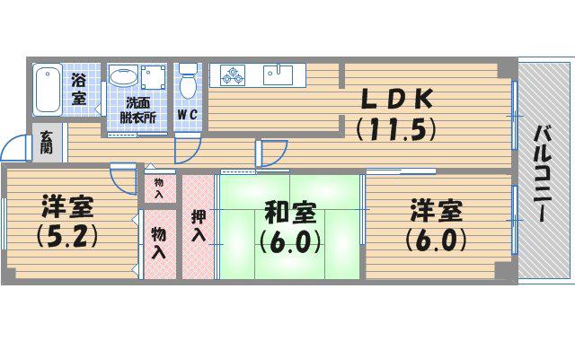 FIG・TREE2号館(3LDK/2階)の間取り写真