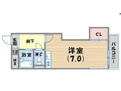 ハイネス門戸(ワンルーム/1階)の間取り写真