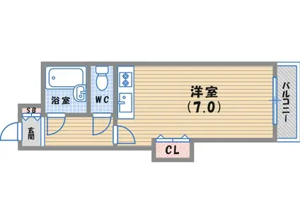 ハイネス門戸(ワンルーム/1階)の間取り写真