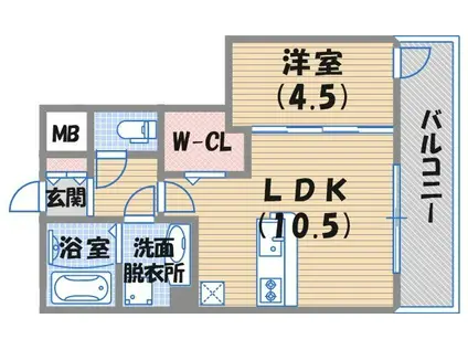 シャン ドリエ(1LDK/1階)の間取り写真