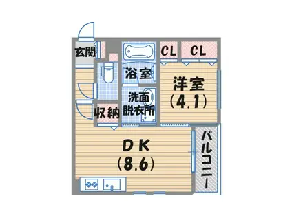 グレース門戸荘Ⅲ(1LDK/1階)の間取り写真