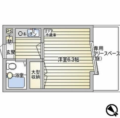 ジョイ甲子園(1K/1階)の間取り写真