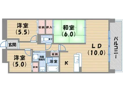 ベルパレス高木(3LDK/5階)の間取り写真