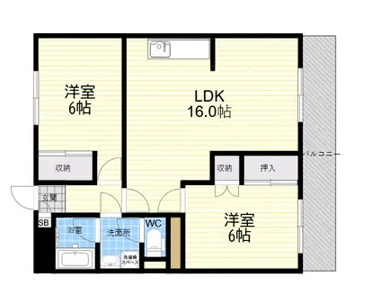 ヴィラ丸橋(2LDK/1階)の間取り写真