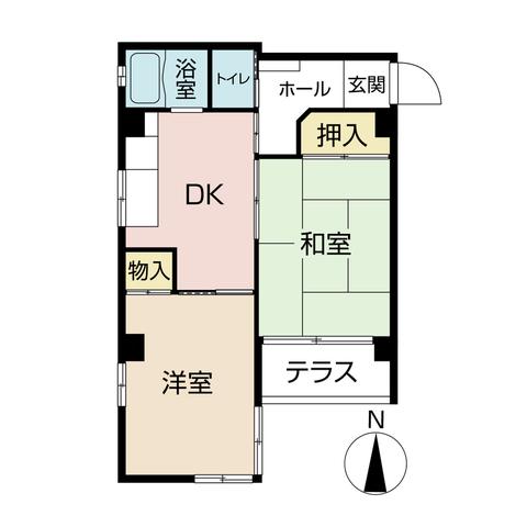 ハイム西宮北口(2DK/1階)の間取り写真