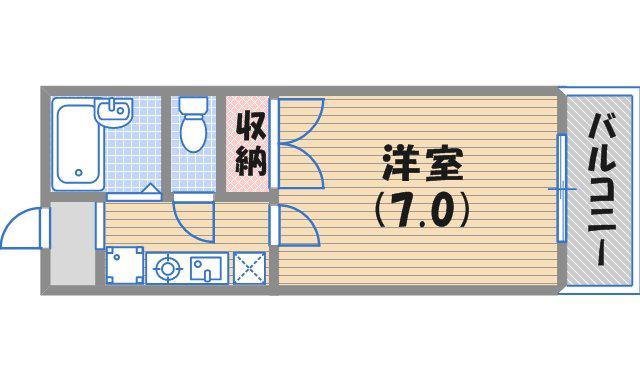 カサフィオーレ(1K/1階)の間取り写真