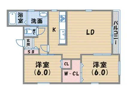 アムール(2LDK/3階)の間取り写真