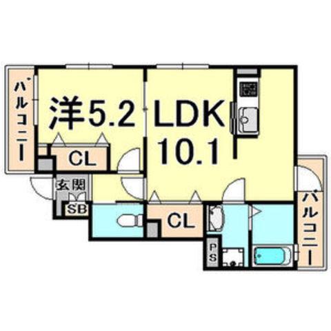 フォレストメゾン門戸(1LDK/1階)の間取り写真
