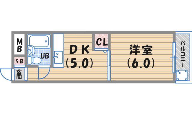 三甲イエム(1DK/4階)の間取り写真