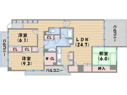 名次町ロジュマン(3LDK/3階)の間取り写真