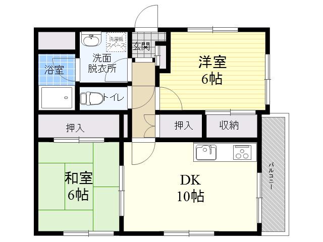 サクシード甲子園(2LDK/1階)の間取り写真
