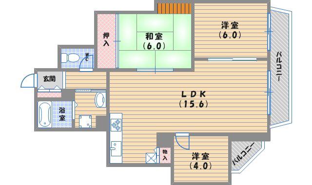 パークノヴァ夙川(3LDK/1階)の間取り写真