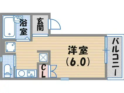 WALK1MINUTES(1K/2階)の間取り写真