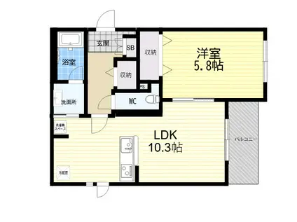 クオーレ西宮北口(1LDK/1階)の間取り写真
