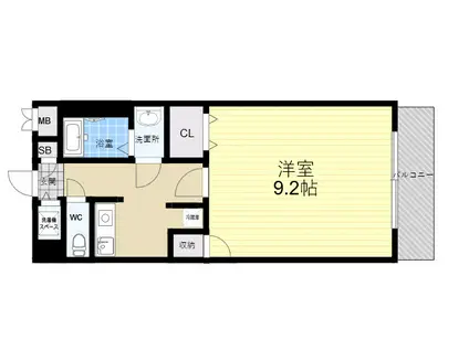 カーサデゼント西宮北口(1K/3階)の間取り写真