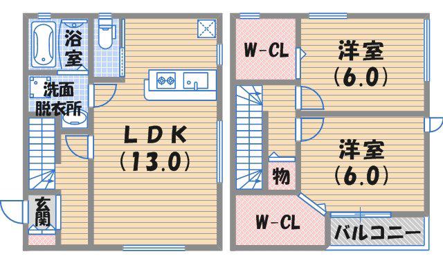 JR東海道・山陽本線 甲子園口駅 徒歩9分 2階建 築16年(2LDK)の間取り写真