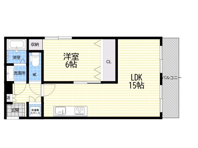 エルベコート甲陽園(1LDK/2階)の間取り写真