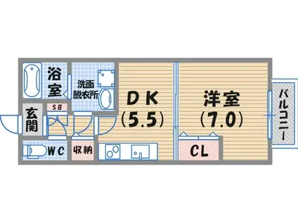 メゾン高松V B棟(1DK/2階)の間取り写真