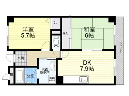 シャルマン(2DK/3階)の間取り写真