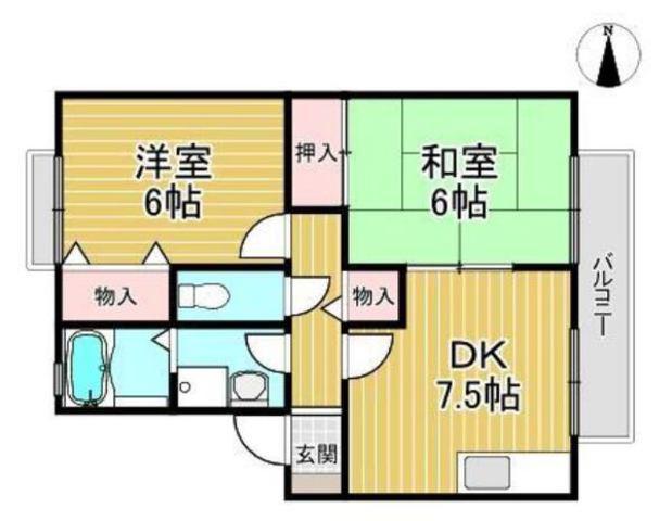VING TAINE津門(2DK/1階)の間取り写真