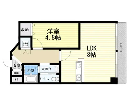 エメラルドグリーン西北(1LDK/3階)の間取り写真