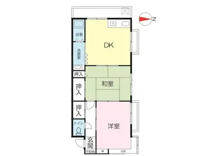 西宮グリーンハイツ1号館(2DK/2階)の間取り写真