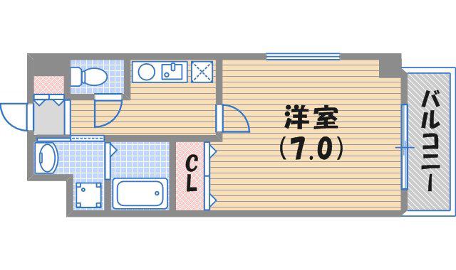 プライマル西宮夙川(1K/8階)の間取り写真