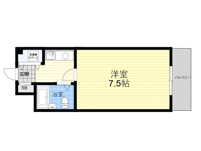 西北チェリー(1K/4階)の間取り写真