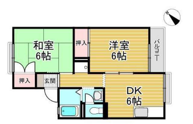 セジュール日野Ⅱ(2DK/2階)の間取り写真