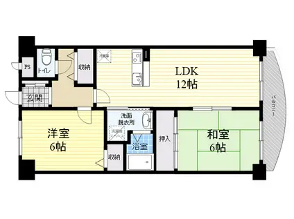 シェリール甲東園(2LDK/3階)の間取り写真