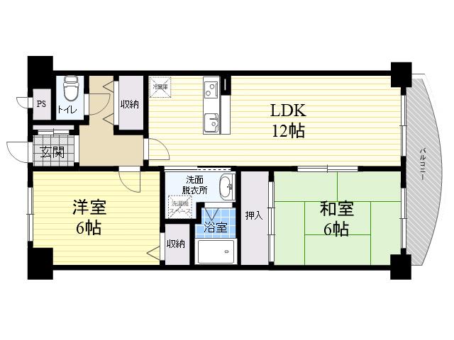 シェリール甲東園(2LDK/2階)の間取り写真