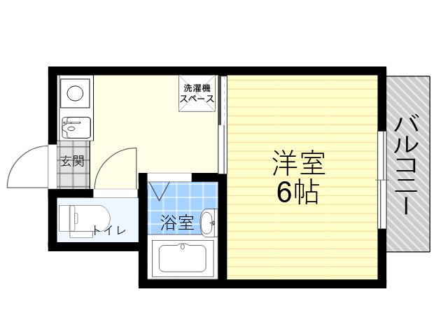 ワンフラーリッシュ西宮(1K/6階)の間取り写真