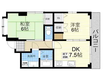 ジェンティール甲東(2DK/1階)の間取り写真