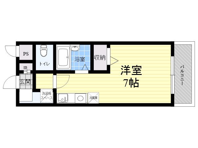 クレアコート産所町(1K/2階)の間取り写真