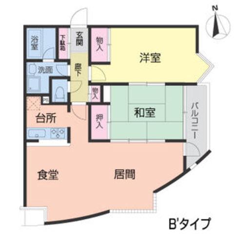 メゾンドール夙川台(2LDK/4階)の間取り写真