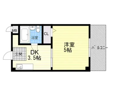 ポコアポコ甲子園口メゾン(1K/4階)の間取り写真
