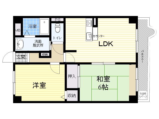 ジオレミヨ甲子園口(2LDK/3階)の間取り写真